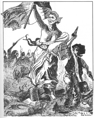 A hand drawn sketch of Natalie Davis that was published in the Radical Histoy Review.